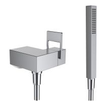 LAUFEN QUADRIGA Sprchová páková nástenná batéria pre podomietkové teleso Simibox 1-bodové, vr. syntetickej sprchovej hadice 1800 mm a ručné sprchy s 1 druhom prúdu, PVD inox kartáčovaná oceľ 441, HF901155441000