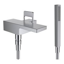 LAUFEN QUADRIGA Vaňová páková nástenná batéria pre podomietkové teleso Simibox 1-bodové, vr. syntetickej sprchovej hadice 1800 mm a ručné sprchy s 1 druhom prúdu, PVD inox kartáčovaná oceľ 441, HF901165441000