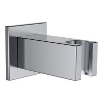 LAUFEN QUADRIGA Pripojenie sprchovej hadice 1/2" s nástenným držiakom ručnej sprchy, so zavzdušňovacím ventilom, PVD inox kartáčovaná oceľ 441, HF901169441000