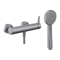 LAUFEN PURE Sprchová nástenná páková batéria so sprchovou syntetickou hadicou 1600 mm a ručnou sprchou MyTwin100, PVD inox kartáčovaná oceľ 423, HF901750423600