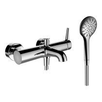 LAUFEN PURE Vaňová nástenná páková batéria, so sprchovou syntetickou hadicou 1600 mm a ručnou sprchou MyTwin100, Chróm 100, HF901760100600