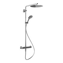 LAUFEN TWINPLUS Sprchová kombinácia vrátane sprchovej termostatickej batérie, hlavová sprcha 300x300mm, ručná sprcha MyCity120, sprchová hadica 1500mm, Chróm 100, HF905457100600