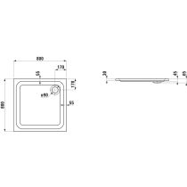 LAUFEN SOLUTIONS Sprchová vanička, sanitárny akrylát, 800x800x30 mm, Biela 000, H2115010000001
