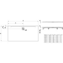 LAUFEN LAUFEN PRO Sprchová vanička, obdĺžniková, s odtokom na dlhšej strane, Marbond, 1800x900x34 mm, Betónovo šedá 079, H2119510790001