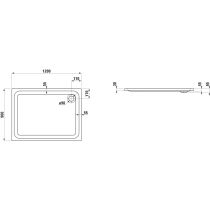 LAUFEN SOLUTIONS Sprchová vanička, sanitárny akrylát, 1200x900x30 mm, Biela 000, H2125030000001