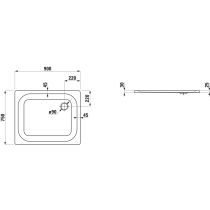 LAUFEN PLATINA Oceľová sprchová vanička, hrúbka 3,5 mm, 900x750x25 mm, Biela matná 757, H2150037570401
