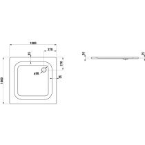 LAUFEN PLATINA Oceľová sprchová vanička, hrúbka 3,5 mm, 1000x1000x25 mm, Biela 000, H2150040000401