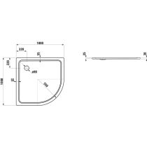 LAUFEN PLATINA Oceľová sprchová vanička štvrťkruh, rádius 550mm, s protihlukovými podložkami, 1000x1000x25 mm, Biela matná 757, H2150097570401