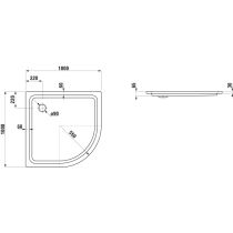 LAUFEN PLATINA Oceľová sprchová vanička štvrťkruh, rádius 550mm, s protihlukovými podložkami, 1000x1000x65 mm, Biela matná 757, H2150197570401