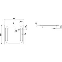 LAUFEN PLATINA Oceľová sprchová vanička, hrúbka 3,5 mm, 900x900x150 mm, Biela 000, H2150220000401