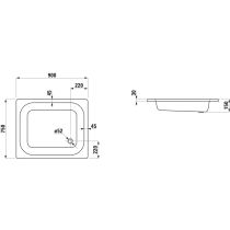 LAUFEN PLATINA Oceľová sprchová vanička, hrúbka 3,5 mm, 900x750x150 mm, Biela matná 757, H2150237570401