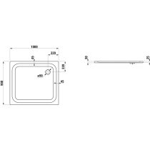 LAUFEN PLATINA Oceľová sprchová vanička, obdĺžniková, oceľ 3,5 mm, extra plochá (25 mm), 1000x900x25 mm, Biela matná 757, H2150307570401
