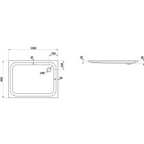 LAUFEN PLATINA Oceľová sprchová vanička, obdĺžniková, oceľ 3,5 mm, plochá (65 mm), 1200x900x65 mm, Biela matná 757, H2150337570401