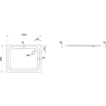 LAUFEN PLATINA Oceľová sprchová vanička, 1000x800x25 mm, Biela / protišmyková 600, H2150406000401