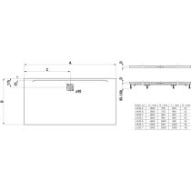 LAUFEN LAUFEN PRO Sprchová vanička, obdĺžniková, s odtokom na dlhšej strane, Marbond, 2000x900x36 mm, Antracit 078, H2159530780001