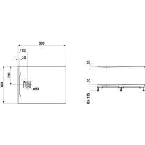 LAUFEN LAUFEN PRO Sprchová vanička Marbond s odtokom na boku, 900x700x28 mm, Biela 000, H2169560000001