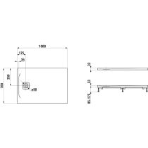 LAUFEN LAUFEN PRO Sprchová vanička Marbond s odtokom na boku, 1000x700x28 mm, Čierna 080, H2169570800001