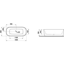 LAUFEN MEDA Vaňa, samostatne stojaca, materiál Marbond, 1800x800x590 mm, H2201121670001