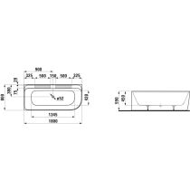 LAUFEN MEDA Vaňa, rohový model, ľavý, materiál Marbond, 1800x800x590 mm, H2201160000001