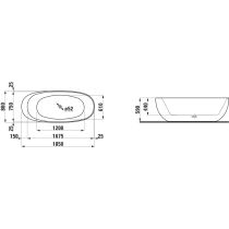 LAUFEN ILBAGNOALESSI Vaňa, samostatne stojaca, materiál Sentec, 1850x800x590 mm, H2209721880001