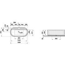 LAUFEN SONAR Vaňa s reliéfom, samostatne stojaca, materiál Marbond, 1600x815x535 mm, H2213420000001