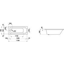 LAUFEN SOLUTIONS Vaňa, vstavaná verzia, 1700x700x460 mm, H2225000000001