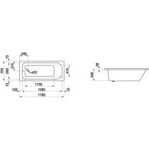 LAUFEN SOLUTIONS Vaňa, vstavaná verzia, 1700x750x460 mm, H2235000000001