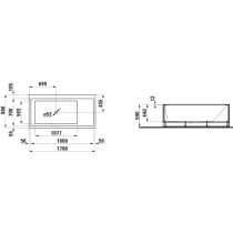 LAUFEN Kartell LAUFEN Vaňa, ľavý roh, s L-panelom pravým, materiál Sentec, s plochou pre armatúru, s prepadom na čelnej strane, s nohami, 1700x860x440 mm, H2243360006161