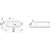 LAUFEN SOLUTIONS Vaňa, oválna, samostatne stojaca, s hliníkovou konštrukciou, s panelom, 1800x800x620 mm, H2245120000001