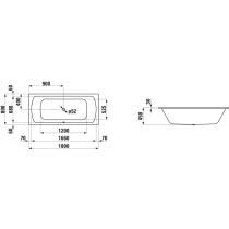 LAUFEN MODERNA PLUS Obdĺžníková vaňa, 1800x800x450 mm, H2250606000401