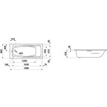 LAUFEN PALLADIUM Oceľová vaňa, hrúbka 3 mm, s protihlukovou izoláciou, 1800x800x430 mm, H2251030000401