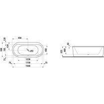 LAUFEN SOLUTIONS Vaňa oválna, samostatne stojaca, s hliníkovou konštrukciou, s panelom, 1900x900x625 mm, H2255120000001