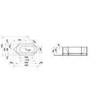 LAUFEN SOLUTIONS Vaňa, samostatne stojaca s hliníkovou konštrukciou, 1900x900x630 mm, H2255210000001