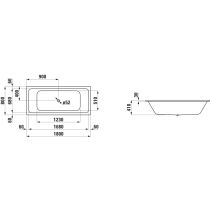 LAUFEN LAUFEN PRO S Oceľová vaňa, vstavaná verzia, hrúbka 3,5 mm, 1800x800x575 mm, H2271807570401