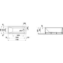 LAUFEN LAUFEN PRO Vaňa s konštrukciou a L-panelom pravým, objem 160 l, 1700x700x620 mm, H2309560006051