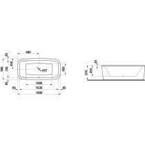 LAUFEN PALOMBA COLLECTION Vaňa, samostatne stojaca s konštrukciou a vonkajším opláštením, objem 170 l (okraj vane 40 mm), 1800x900x455 mm, H2318000000001