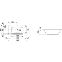 LAUFEN PALOMBA COLLECTION Vaňa, vstavaná verzia, objem 170 l (okraj vane 40 mm), 1800x900x455 mm, H2328000000001