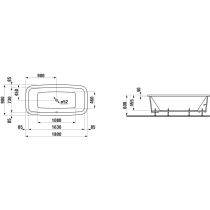 LAUFEN PALOMBA COLLECTION Vaňa, s konštrukciou, objem 170 l (okraj vane 40 mm), 1800x900x455 mm, H2328010000001