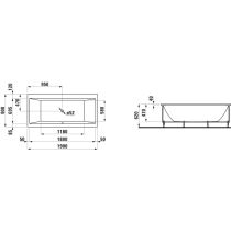 LAUFEN LAUFEN PRO Vaňa, samostatne stojaca, s hliníkovou konštrukciou, 1900x900x620 mm, H2349510006951