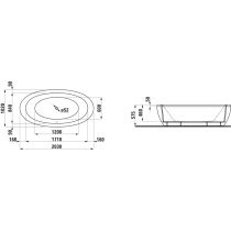 LAUFEN ILBAGNOALESSI Vaňa, samostatne stojaca, s hliníkovou konštrukciou a vonkajším opláštením, objem 230 l, 2030x1020x460 mm, H2419700006951