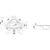 LAUFEN SOLUTIONS Vaňa, rohový model, vstavaná verzia, 1400x1400x460 mm, H2425000000001