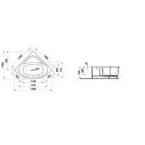 LAUFEN SOLUTIONS Vaňa, rohový model, s hliníkovou konštrukciou, 1400x1400x625 mm, H2425010006151