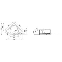 LAUFEN SOLUTIONS Vaňa s konštrukciou a čelným panelom, rohový model, 1400x1400x620 mm, H2425070000001