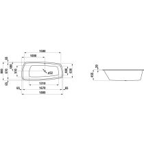 LAUFEN PALOMBA COLLECTION Vaňa, vstavaná verzia (okraj vane 20 mm), 1800x800x455 mm, H2428000000001