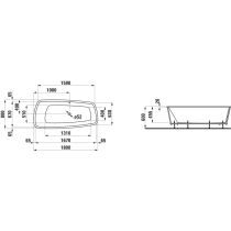 LAUFEN PALOMBA COLLECTION Vaňa, s konštrukciou (okraj vane 20 mm), 1800x800x455 mm, H2428010000001