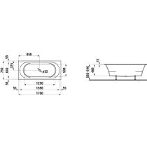 LAUFEN LAUFEN PRO Vaňa, vstavaná verzia, obdĺžniková, materiál Marbond, objem 180 l, 1700x750x502 mm, H2429500000001