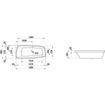 LAUFEN PALOMBA COLLECTION Vaňa, vstavaná verzia (okraj vane 80 mm), 1800x800x455 mm, H2438000000001