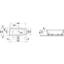 LAUFEN PALOMBA COLLECTION Vaňa, s konštrukciou (okraj vane 80 mm), 1800x800x455 mm, H2438010000001