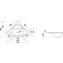LAUFEN SOLUTIONS Rohová vaňa, vstavaná verzia, sanitárny akrylát, 1500x1500x460 mm, H2445000000001