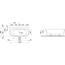 LAUFEN LAUFEN PRO Vaňa, ku stene (D - tvar), vrátane sady podpier a nôh, materiál Marbond, 1800x800x590 mm, H2459570000001